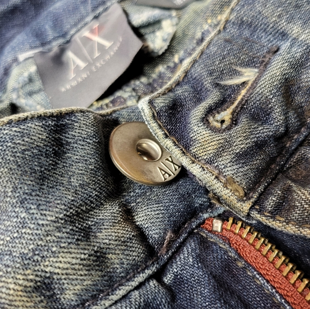 Armani Exchange Distressed Cargo Jeans 30Wx28L Blue